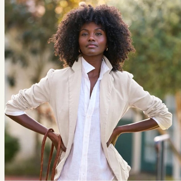 Frank & Eileen Dublin cotton linen open blazer size medium